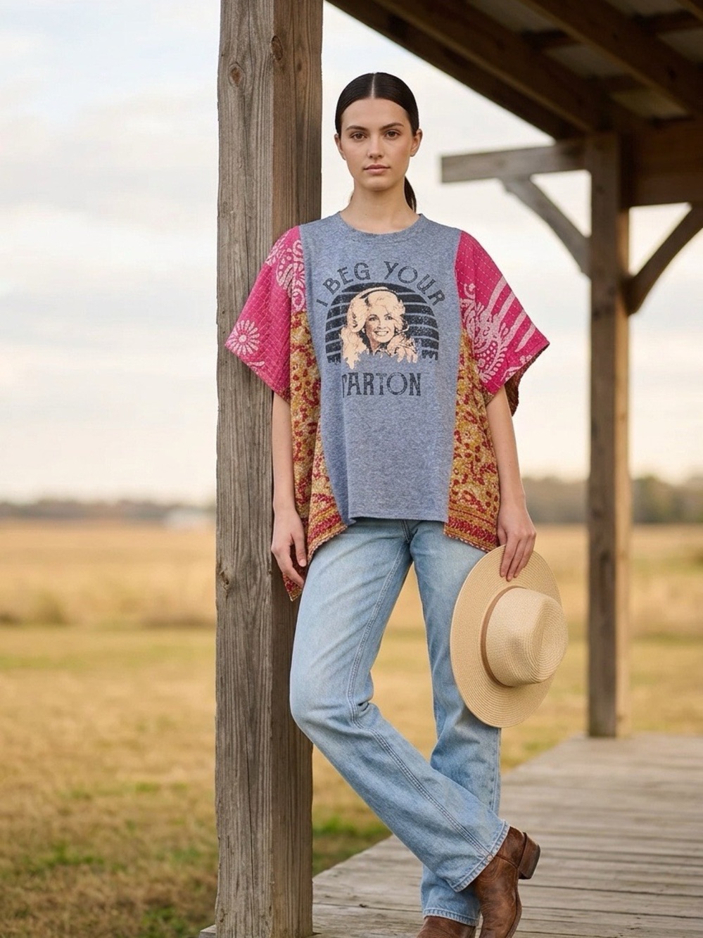 Handcrafted Upcycled Dolly Parton Kantha Tunic NWT One Size
